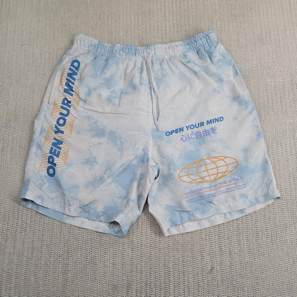 Brooklyn Cloth Shorts Mens Large Kent Ave Open Your Mind Graphic Swim Trunks